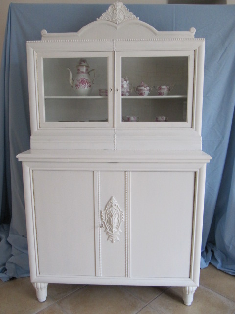 2teiliges Buffet antik in crreme weiss